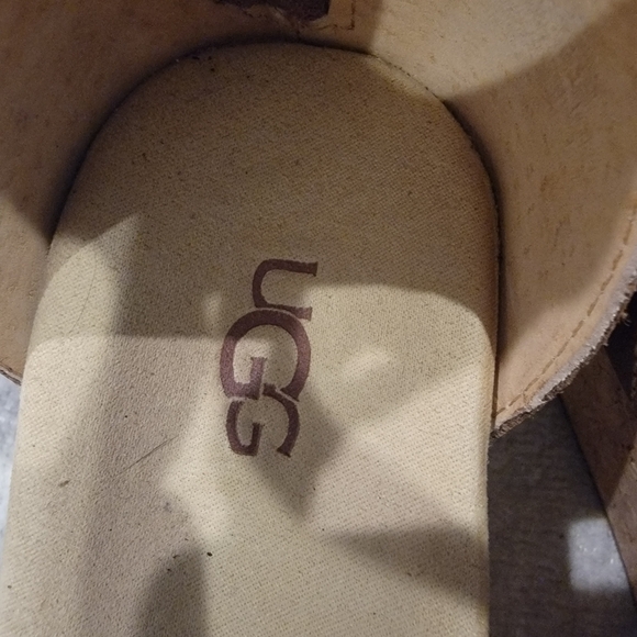 UGG Zoe II Tan Leather Wedge Sandals Size 7.5 - Picture 5 of 5